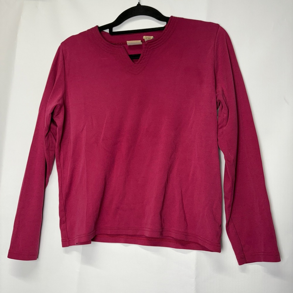 Mountain Lake‎ Women's Top Long Sleeve Burgundy V Notch Neck T Shirt M